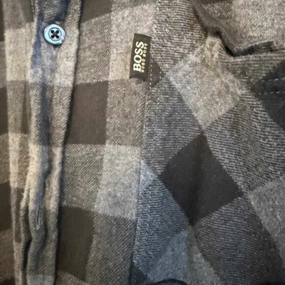 Hugo Boss Flannel Grey Checkered Button-Down - Picture 4 of 4